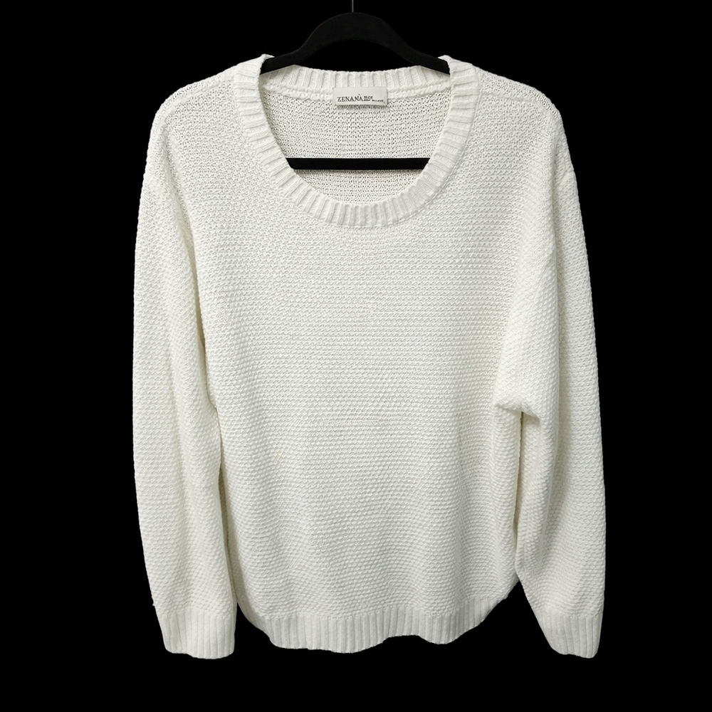 Soft Neutral Oversized Knit Sweater | Zenana | 1X/2X